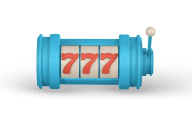 Gerçekçi 3 boyutlu kumarhane oyunu konsepti. Kumar makinesi. Kumar konsepti. Vektör illüstrasyonu.