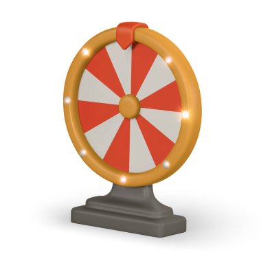 Gerçekçi 3 boyutlu kumarhane oyunu konsepti. Çarkıfelek. Kumar konsepti. Vektör illüstrasyonu.