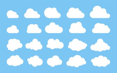 Bulut. Üzerinde mavi arka plan izole abstract beyaz bulutlu değeri. Vektör çizim.