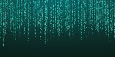 Düşen soyut rakamlar. Dijital veri teknolojisi kavramı. Mavi fütürist siber uzay. Vektör illüstrasyonu.