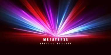 Dijital teknoloji metaevreni. Soyut hız parlak çizgileri. Ai büyük veri, gelecekteki yenilikçi vektör illüstrasyonu.