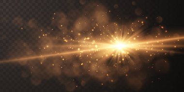 Işınlar ve parlaklıkla parlak bir ışık efekti. Işık bulanıklığı etkisi. Vektör illüstrasyonu.