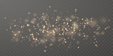 Şen şakrak altın tozu. Parlak bokeh ve parıltılı doku tasarımı. Vektör illüstrasyonu.