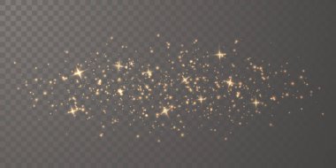 Şen şakrak altın tozu. Parlak bokeh ve parıltılı doku tasarımı. Vektör illüstrasyonu.