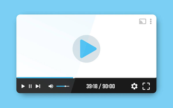 Video player template for web or mobile apps. Vector illustration.