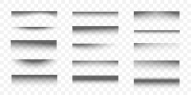 Gerçekçi Yatay Gölge Saydam Arkaplan Koleksiyonu, Fotoğraf Mozaikleri, Web Tasarımı ve Markalaşma Yerleşimleri İçin Mükemmel. Vektör İllüstrasyonu.