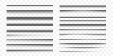 Saydam Arkaplan Üzerine Gerçekçi Yatay Düşürme Gölgeleri Koleksiyonu, Afişler, Başlıklar ve Web Tasarım Elementleri. Vektör İllüstrasyonu.