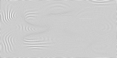 Dinamik 3D Warp Efekti ile Yarıton Dot Dalga Dokuları Soyut, Fütüristik ya da Pop Art Arkaplan İçin Mükemmel. Düzenlenebilir Vektör İllüstrasyonu.