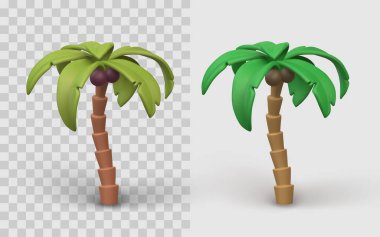 Coconut Detail, Perfect for Summer, Beach ve Tropikal Temalar İçin Mükemmel, Oyun ve Uygulama Varlıkları İçin İzole ve Gerçekçi Tasarım içeren 3 boyutlu karikatür ikonu. Vektör İllüstrasyonu.