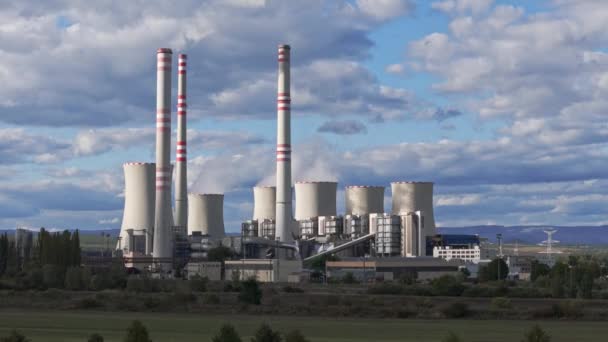Kömürle Çalışan Elektrik Santrali Birleşik Bisiklet Santrali Pocerady Çek Cumhuriyeti — Stok video