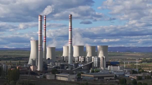 Letecký Pohled Uhelnou Elektrárnu Elektrárnu Kombinovaného Cyklu Pocerady Česká Republika — Stock video