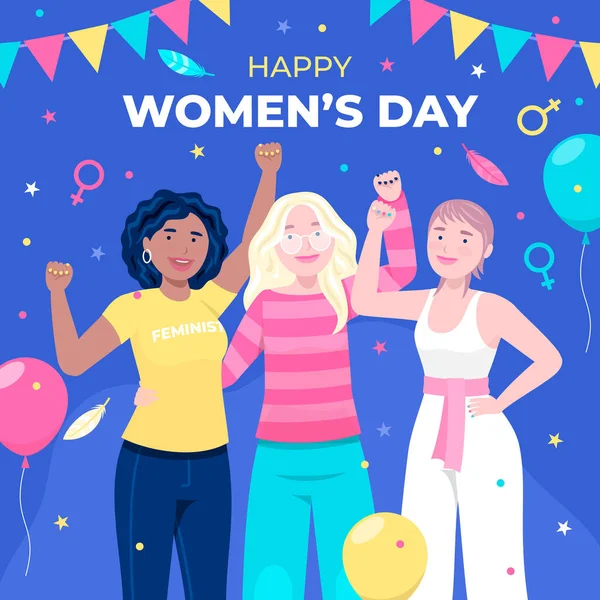 Womens Empowered Attitude Celebrating Women Day 로열티 프리 스톡 벡터