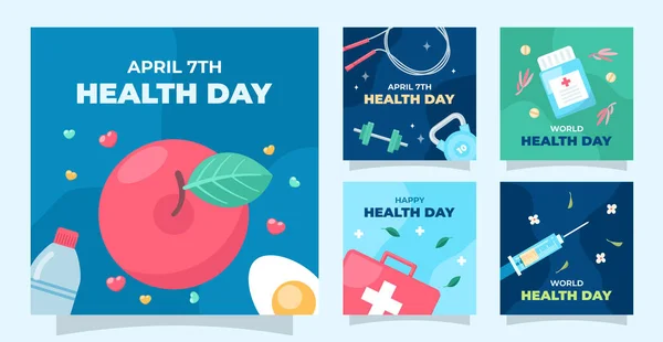 World Health Day Instagram Post Collection 로열티 프리 스톡 벡터