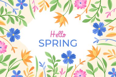 Spring flowers background with greeting