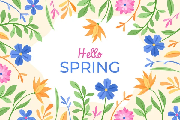 Tavaszi Virágok Háttér Köszöntéssel Vektor Grafikák