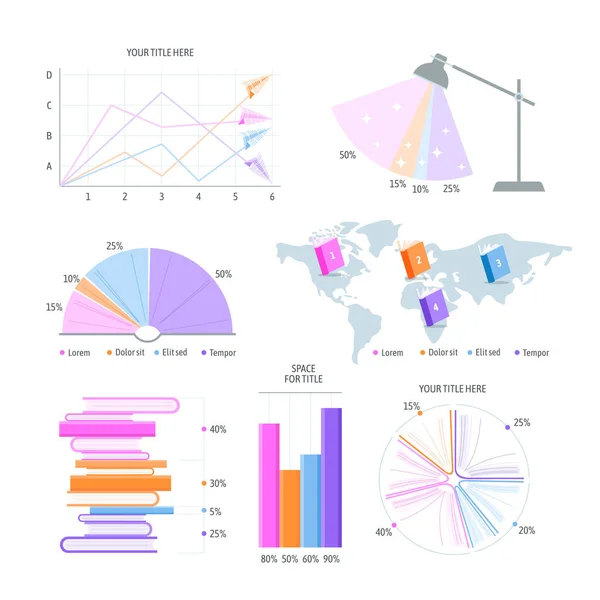 Zestaw Elementów Wektorowych Infografiki Czytaniu Książkach — Wektor stockowy