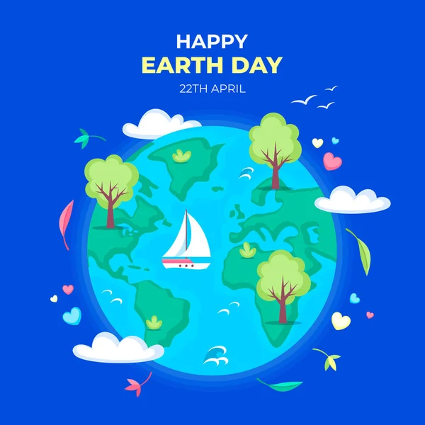 World Earth Day Illustration Med Planeten Jorden Och Föremål Med Royaltyfria illustrationer