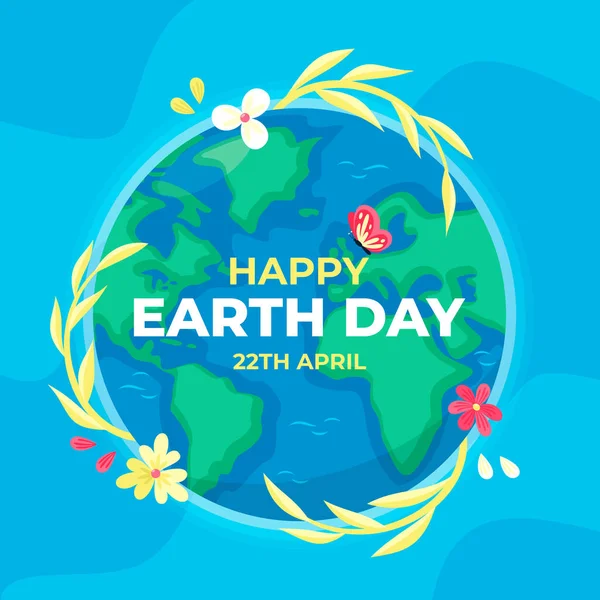 World Earth Day Illustration Med Planeten Jorden Och Föremål Med Vektorgrafik