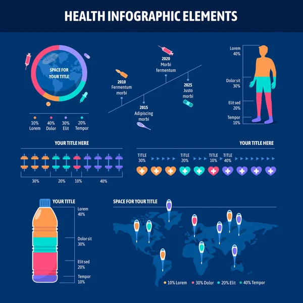 Gesundheitsinfografische Elemente Zeitlinien Und Meilensteine — Stockvektor