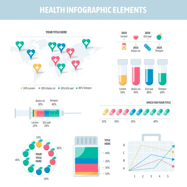 Elementy Infografiki Zdrowotnej Linie Czasowe Etapy — Wektor stockowy