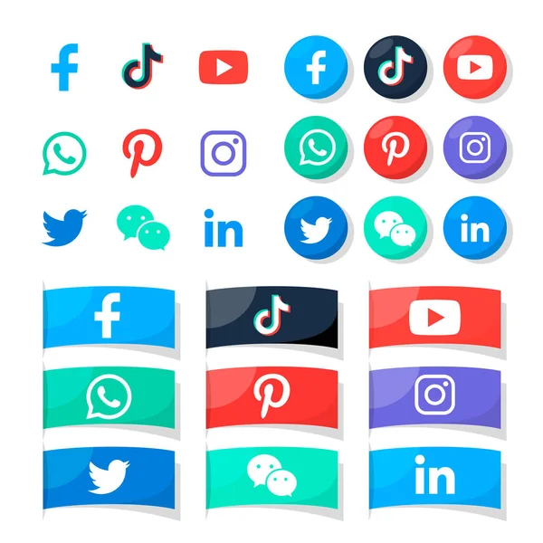 Популярна Колекція Логотипів Соціальних Мереж — стоковий вектор