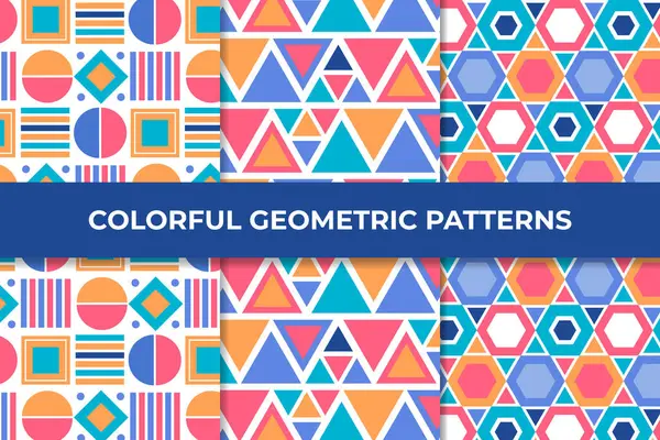Snygg Färgglad Geometrisk Mönsterkollektion — Stock vektor