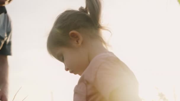Счастливая Маленькая Девочка Стоящая Своей Матерью Кукурузном Поле Позитивные Эмоции — стоковое видео