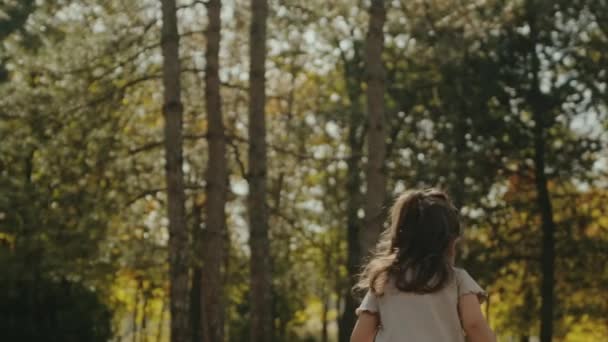 Anne Küçük Kızı Sonbahar Parkında Yürüyor Anne Çocuk Sonbahar Parkında — Stok video