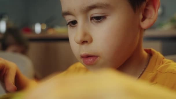 Маленький Хлопчик Грає Вдома Освітніми Іграшками Приміщенні Дівчинка Хлопчик Дошкільному — стокове відео