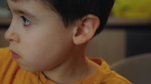Nahaufnahme Eines Kleinen Kindes Das Mit Seinem Lkw Spielt Aufgeregter — Stockvideo
