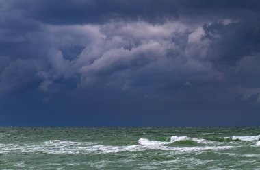 Venice Beach Florida 'ya yaklaşan fırtınada deniz dalgaları sahile vuruyor.