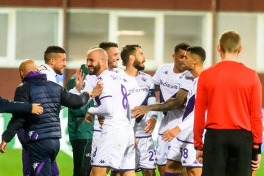 RIGA, LATVIA. 3 Kasım 2022. UEFA Avrupa Konferans Ligi Grubu A oyunu RFS ve Fiorentina arasında.