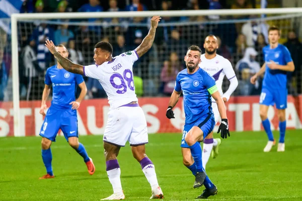 RIGA, LATVIA. 3 Kasım 2022. UEFA Avrupa Konferans Ligi Grubu A oyunu RFS ve Fiorentina arasında.