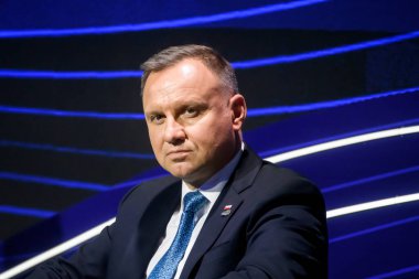 RIGA, LATVIA. 20 Haziran 2022. 3 Deniz Zirvesi sırasında Polonya Cumhurbaşkanı Andrzej Duda.