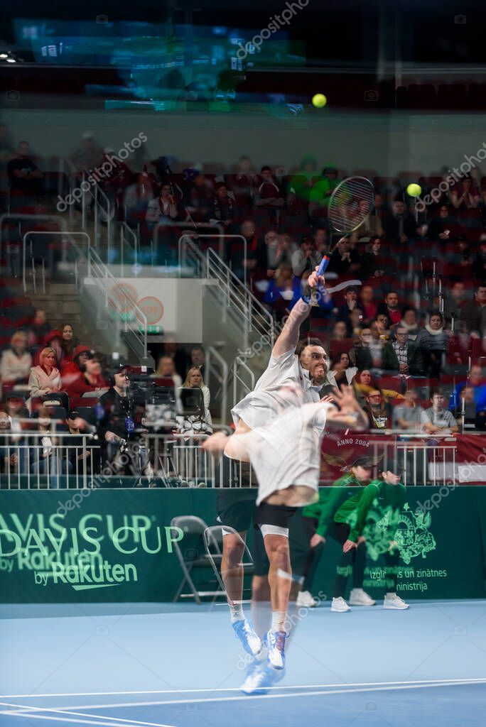 RIGA, LATVIA. 5th February 2023. Latvia vs. Israel, Davis Cup WORLD