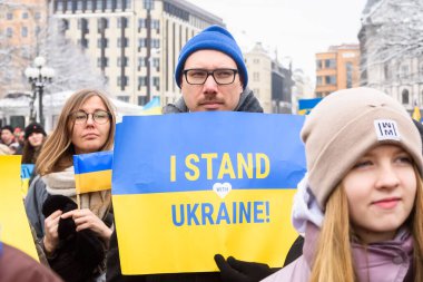 RIGA, LATVIA. 24th February 2023. Support rally of Ukraine. Without you, theres no victory