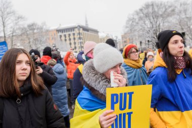 RIGA, LATVIA. 24th February 2023. Support rally of Ukraine. Without you, theres no victory