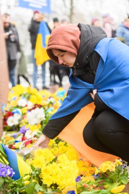 RIGA, LATVIA. 24th February 2023. Support rally of Ukraine. Without you, theres no victory