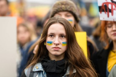 RIGA, LATVIA. 24th February 2023. Support rally of Ukraine. Without you, theres no victory.