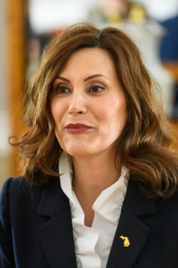 RIGA, LATVIA. 11 Mayıs 2023. Egils Levits, Letonya Başkanı Michigan Valisi Gretchen Whitmer ile görüştü..