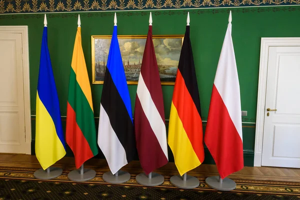 Riga 拉特维亚 2023年7月9日拉脱维亚总统会见立陶宛 爱沙尼亚 德国和乌克兰议长 拉脱维亚里加 — 图库照片
