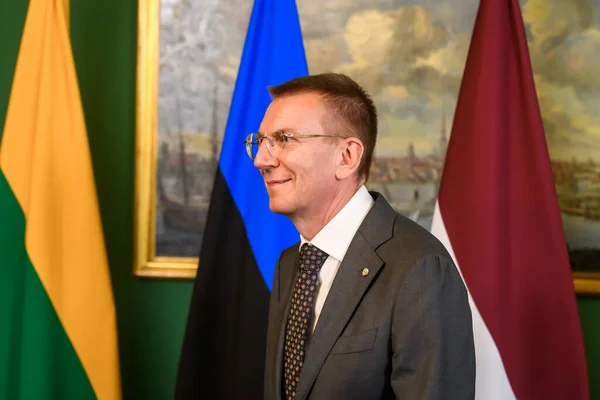 Ρίγκα Λεττονια Ιουλίου 2023 Πρόεδρος Της Λετονίας Συναντιέται Λιθουανούς Εσθονούς — Φωτογραφία Αρχείου