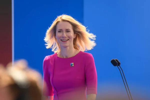 stock image VILNIUS, LITHUANIA. 11th July 2023. Kaja Kallas, Prime Minister of Estonia, during NATO Summit 2023.