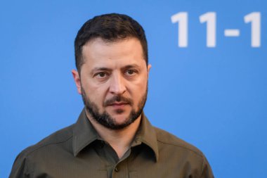 VILNIUS, LITHUANIA. 11 Temmuz 2023. Volodymyr Zelensky, Ukrayna Cumhurbaşkanı ve Olena Zelenska, Ukrayna 'nın First Lady' si, Litvanya Cumhurbaşkanı 'nın ev sahipliğinde NATO SUMIT 2023' te.