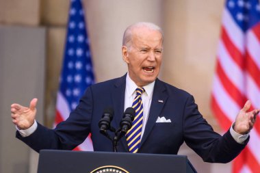 VILNIUS, LITHUANIA. 12th July 2023. Joe Biden, President of United States of America Remarks after NATO SUMMIT 2023. clipart