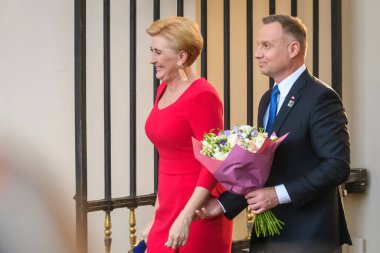 VILNIUS, LITHUANIA. 12 Temmuz 2023. Litvanya Cumhurbaşkanı tarafından düzenlenen Sosyal Akşam Yemeği için devlet başkanları ve hükümet başkanları, NATO SUMIT 2023 yılında geldi..