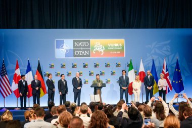 VILNIUS, LITHUANIA. 11 Temmuz 2023. Jonas Gahr Store, Norveç Başbakanı. NATO YAZIZ 2023 'ün eşiğinde. Vilnius, Litvanya.