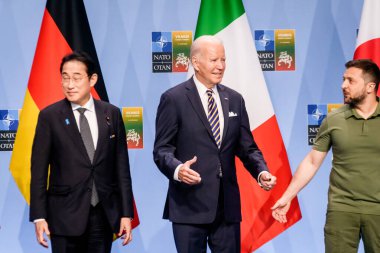 VILNIUS, LITHUANIA. 12 Temmuz 2023. G7 liderleri Ukrayna 'ya Ortak Destek Bildirgesi' ni duyuracaklar.