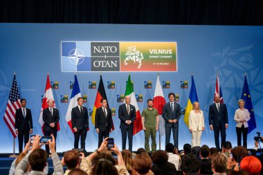 VILNIUS, LITHUANIA. 11 Temmuz 2023. Jonas Gahr Store, Norveç Başbakanı. NATO YAZIZ 2023 'ün eşiğinde. Vilnius, Litvanya.