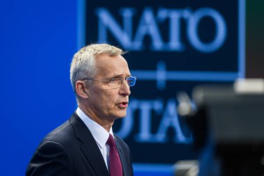 VILNIUS, LITHUANIA. 11 Temmuz 2023. NATO Genel Sekreteri Jens Stoltenberg, NATO SUMIT 2023 'ün eşiğinde.